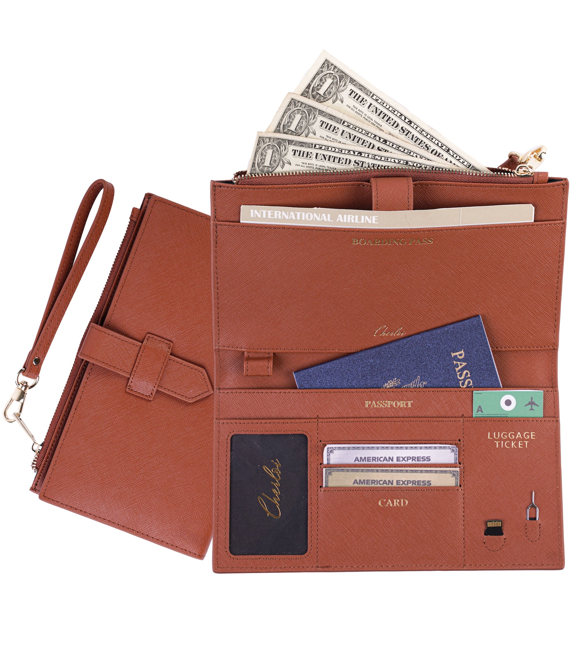 Cherloi Saffiano Leather Travel Wallet